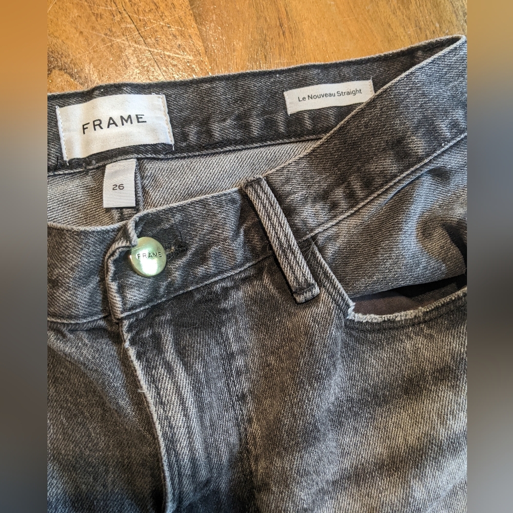 FRAME - Le Nouveau High Waist Crop Straight Leg Jeans | Size 26 | Haynes Gray - Picture 11 of 16
